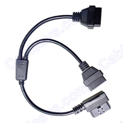 OBD2 male bent to Y ODB2 female