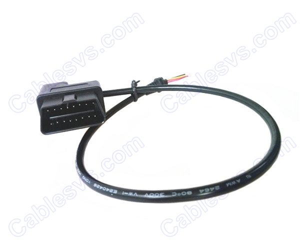 OBD2 right angle male to open
