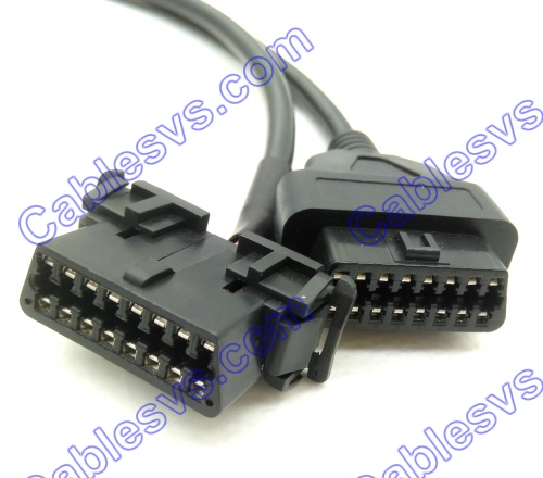 OBD2 Male To dual Female Extension Cable